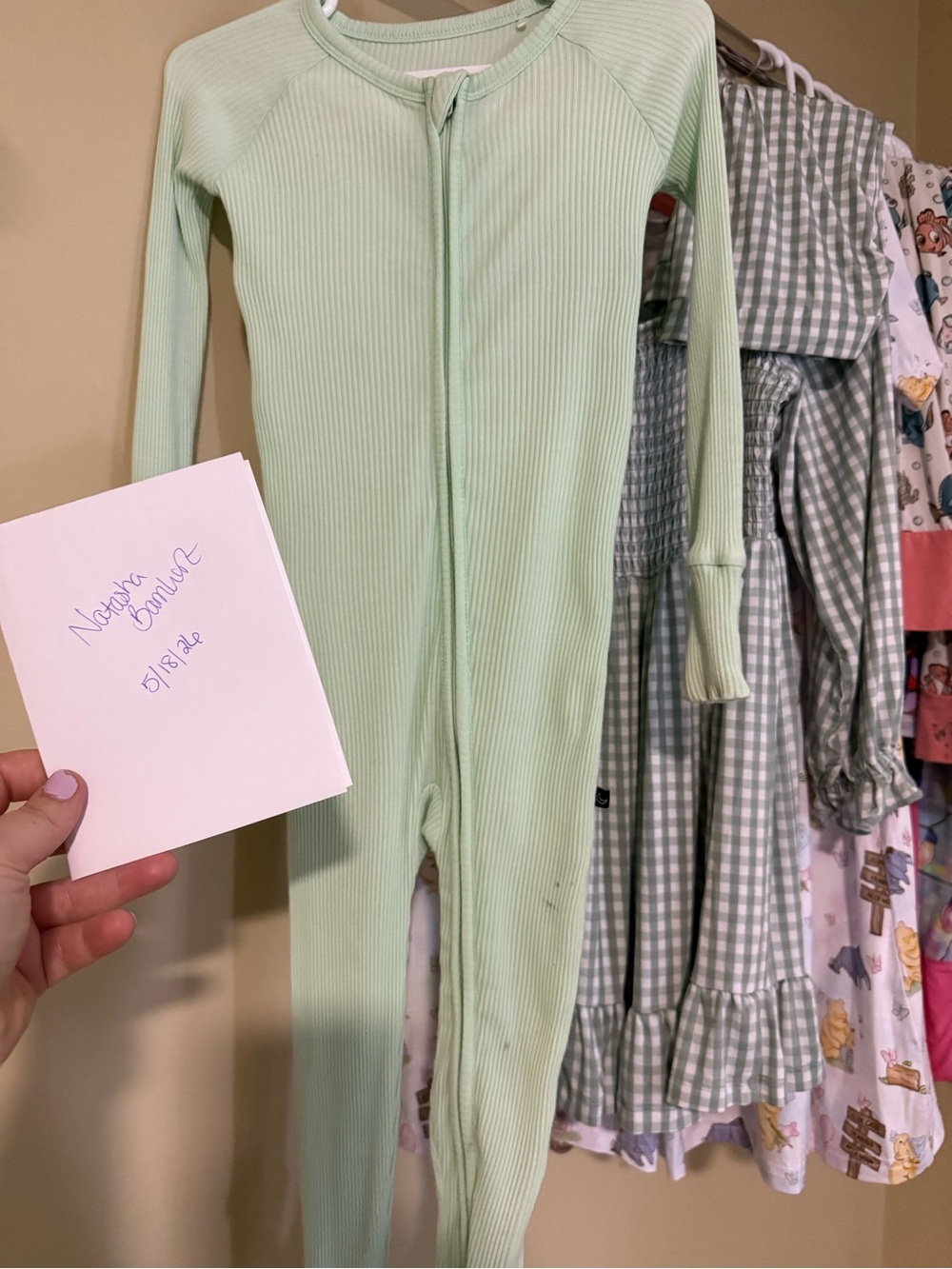 Ribbed Zipper One-Piece Footie in Mint Green